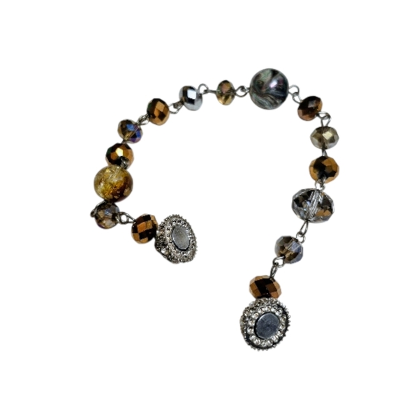 Elegant Multi-Color Glass & Rhinestone Beaded Bracelet - Picture 2 of 3